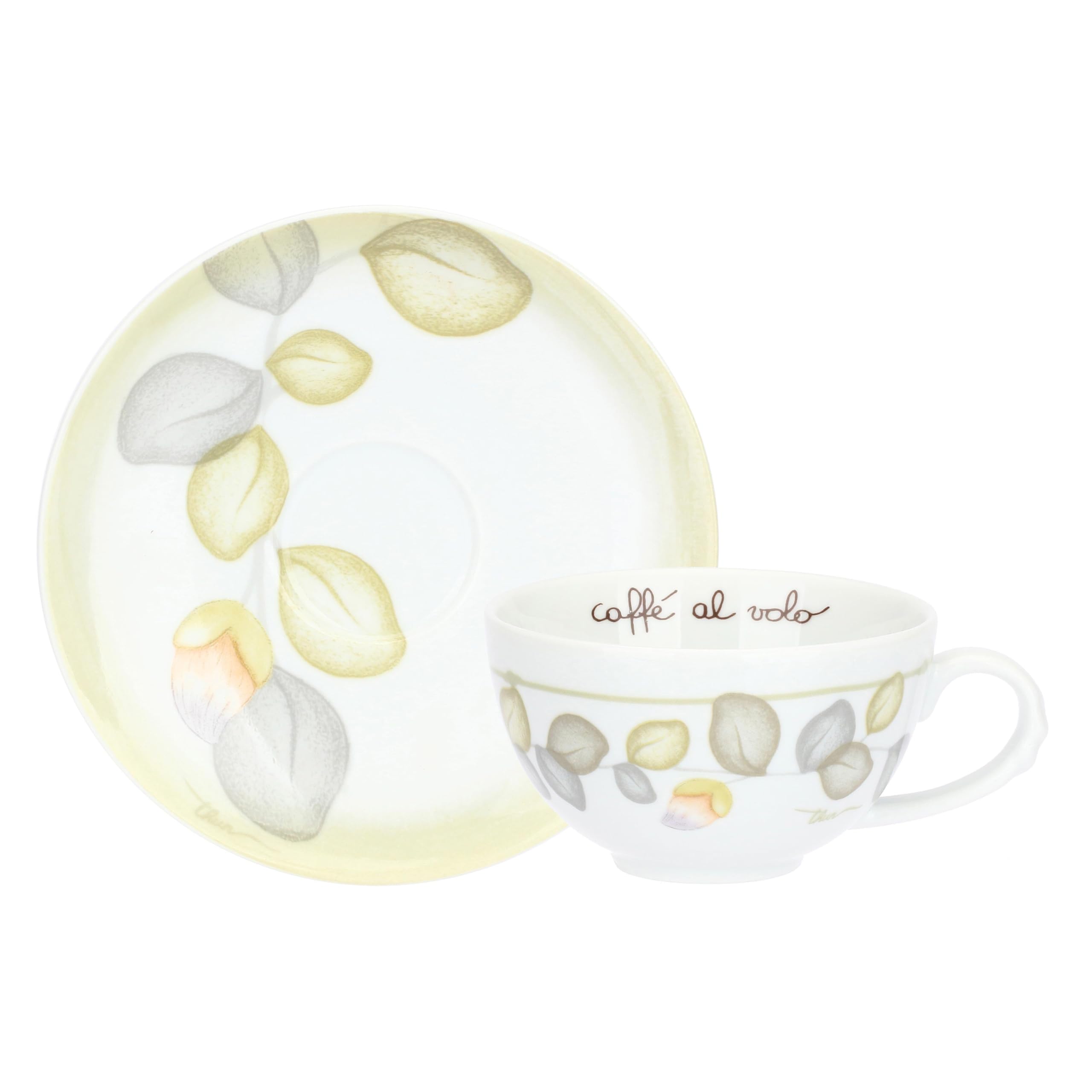 THUN - Set 2 tazze medie - porcellana - Collezione Bloom - h5,8 cm ⌀10 cm, manico 1,4 cm; piatto ⌀15,9 cm