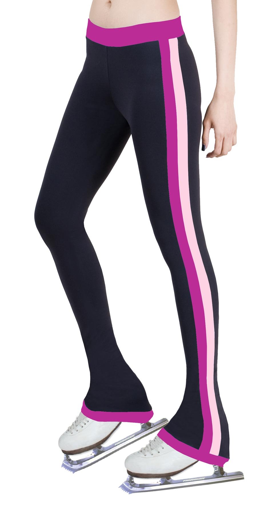 NY2 SPORTSWEAR Figure Skating Practice Pants with Side Stripe Fuchsia/Two Tones (Child Extra Small)