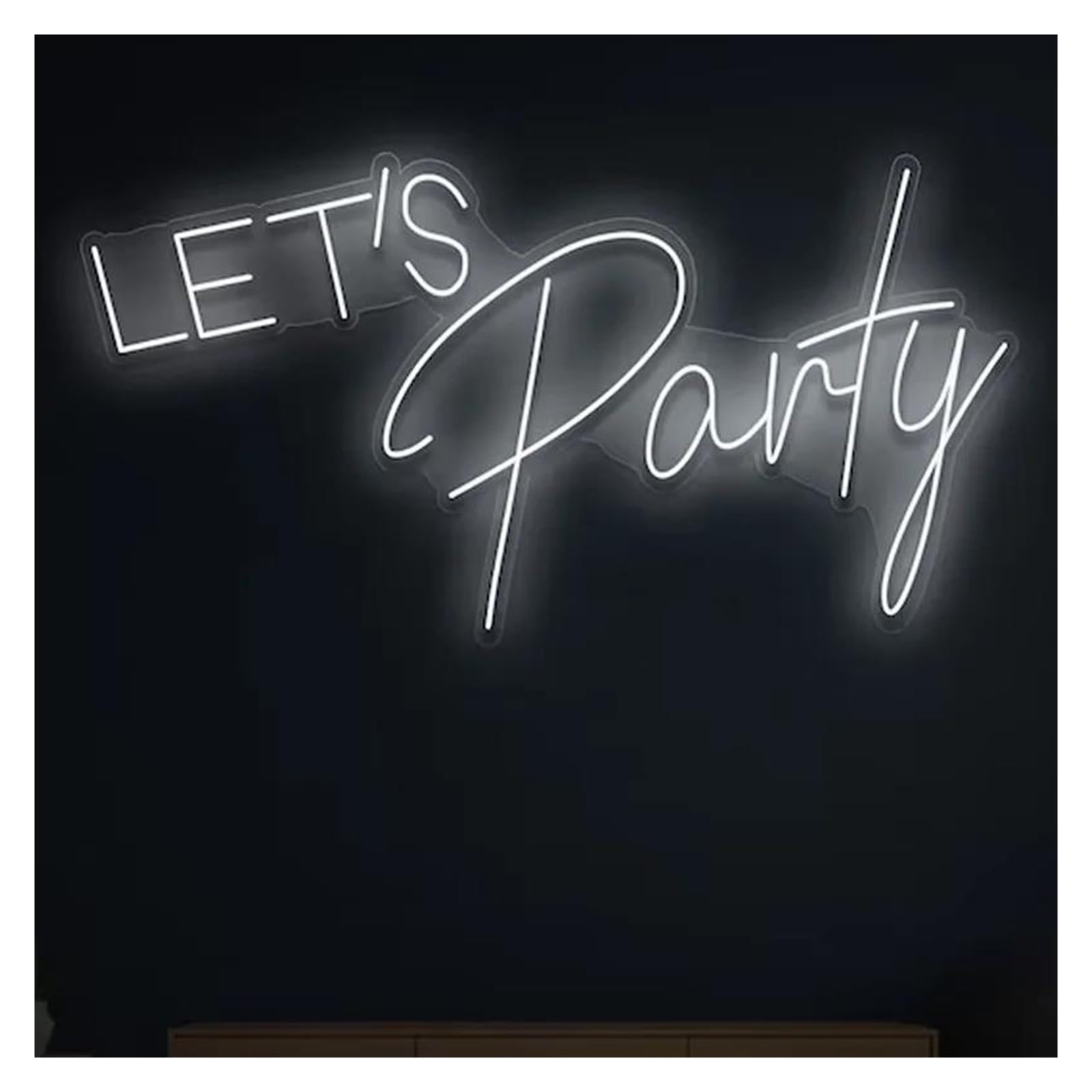 Shouxi C Sign Lamp Let's Party Neon Sign Wedding Home Room Decoration Holiday Event Party Backdrop Wall Decor 50Cm(C)