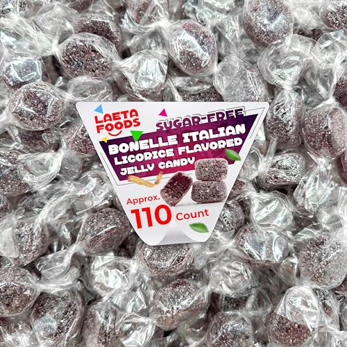 Bonelle Black Licorice Sugar Free Candy |1 Pound Bag | Vegan Dye Free Candy | Naturally Flavored Italian Licorice Jelly Candies | Sugarless Gourmet Treat