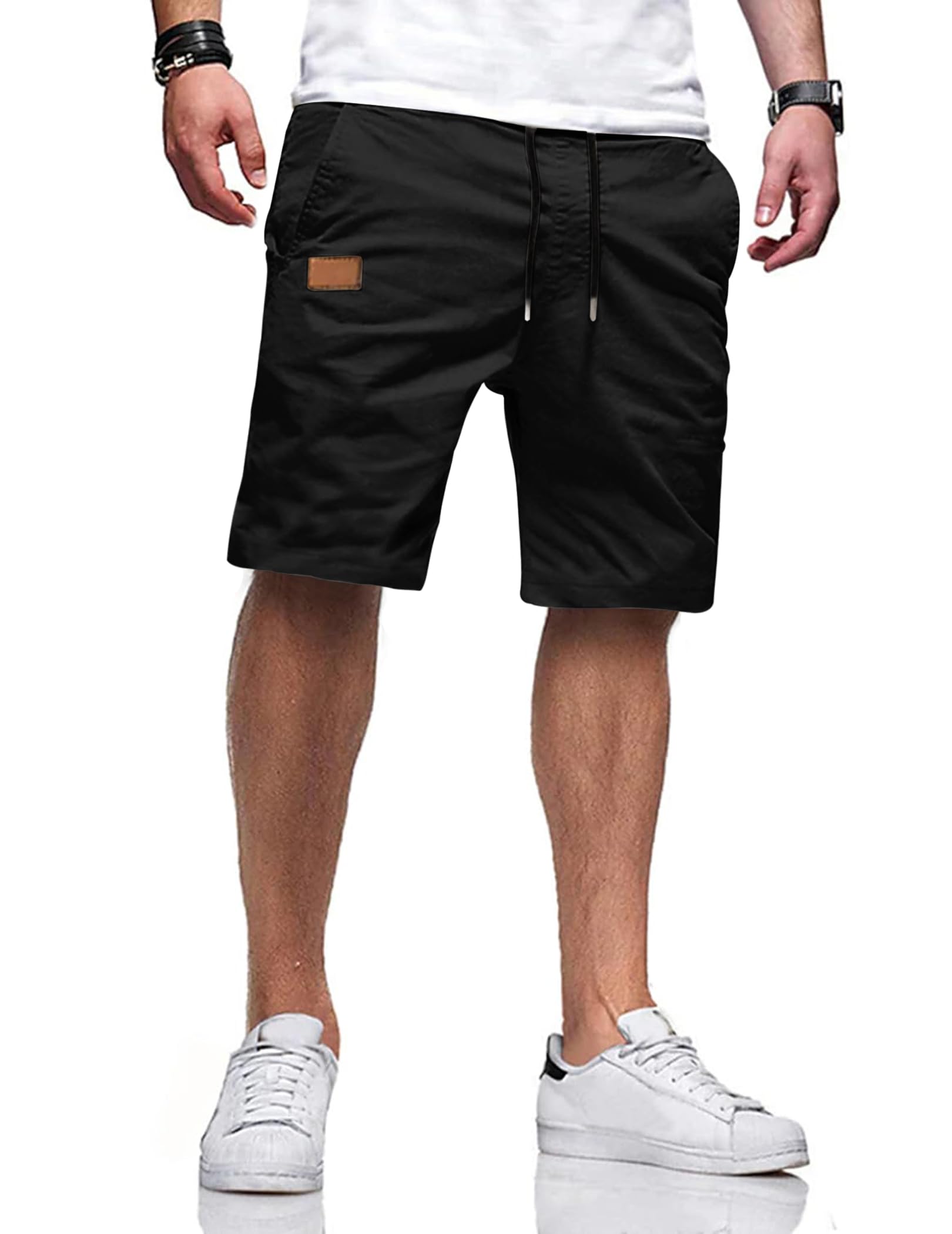 TARAINYA Kurze Hosen Herren Baumwolle Casual Shorts Herren Tunnelzug Elastische Sommer Chino mit Taschen