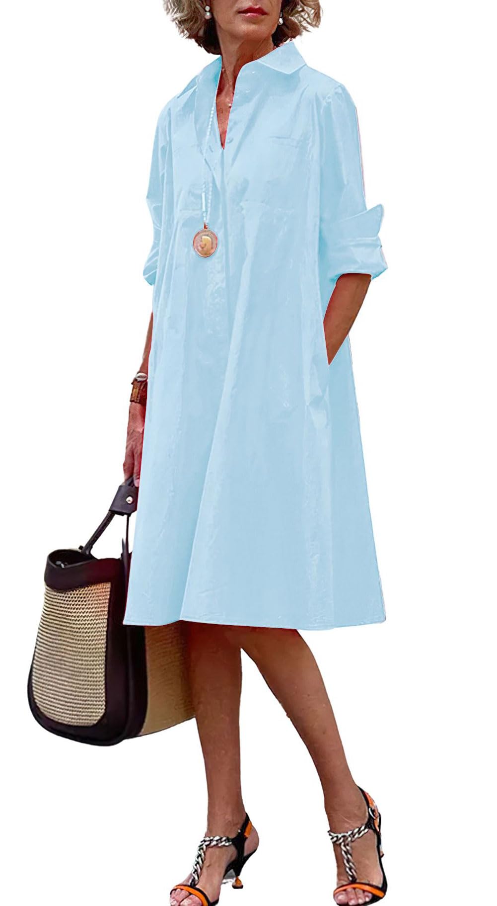 chouyatou Button-Down Shirt Dress