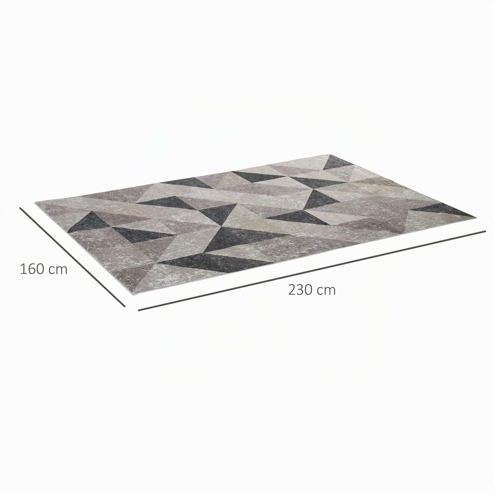 HOMCOM Alfombra de Salón con Base Antideslizante 230x160 cm Multicolor | Moderna, Terciopelo Diamante, Alfombra Geométrica, para Dormitorio, Oficina, Estudio