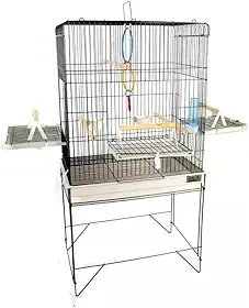 Viveiro Gaiola Confort Triplex para Calopsita e Aves com Argolas, Comedouros e Bebedouro (Black/Branco)