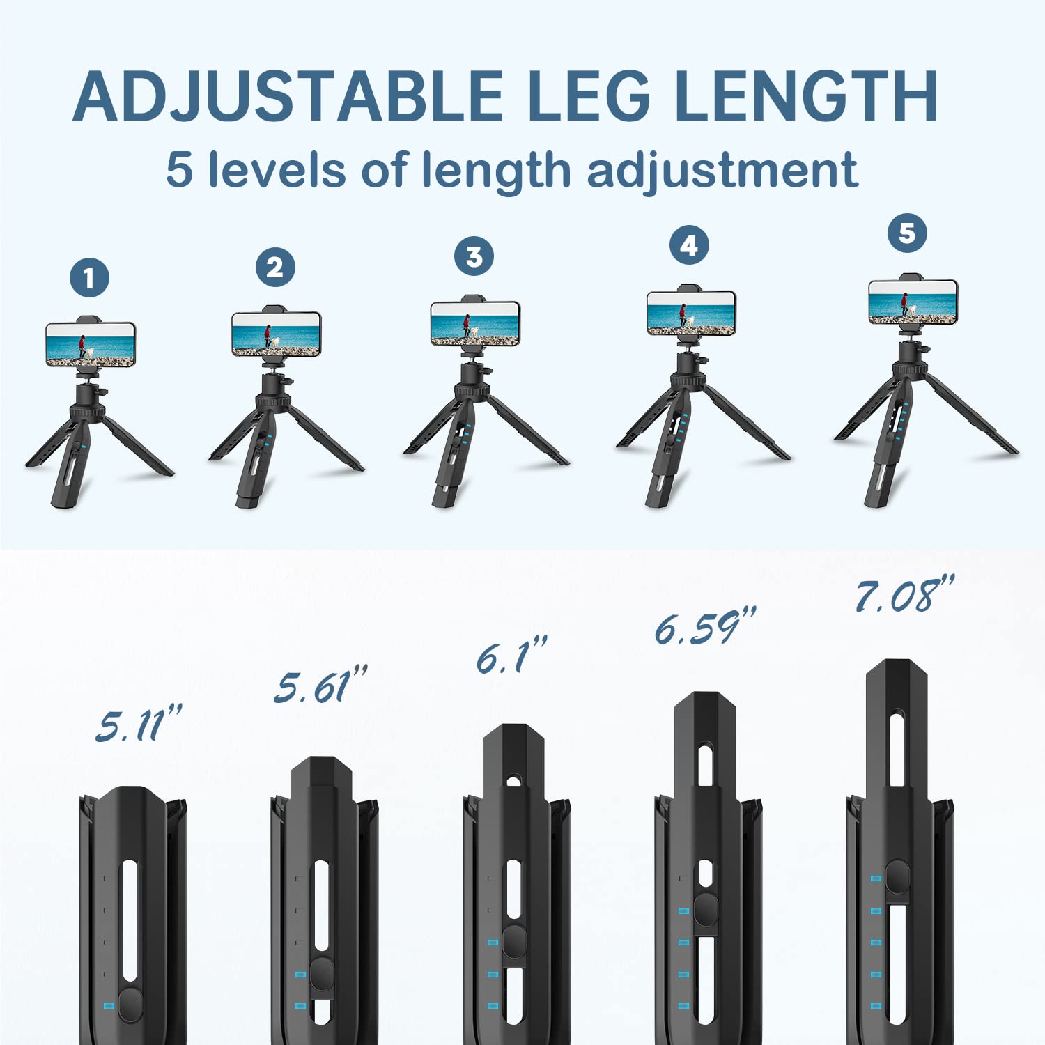 Tragbares 155cm Handy Stativ Selfie Stick Lichtstativ Mini All in One Stativ für
