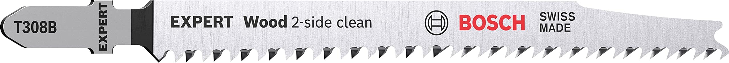 25x Expert Wood 2-Side Clean T308B Jigsaw Blade (for Solid Wood Furniture Board, Plywood, Length 117 mm, Professional Accessory Jigsaw)