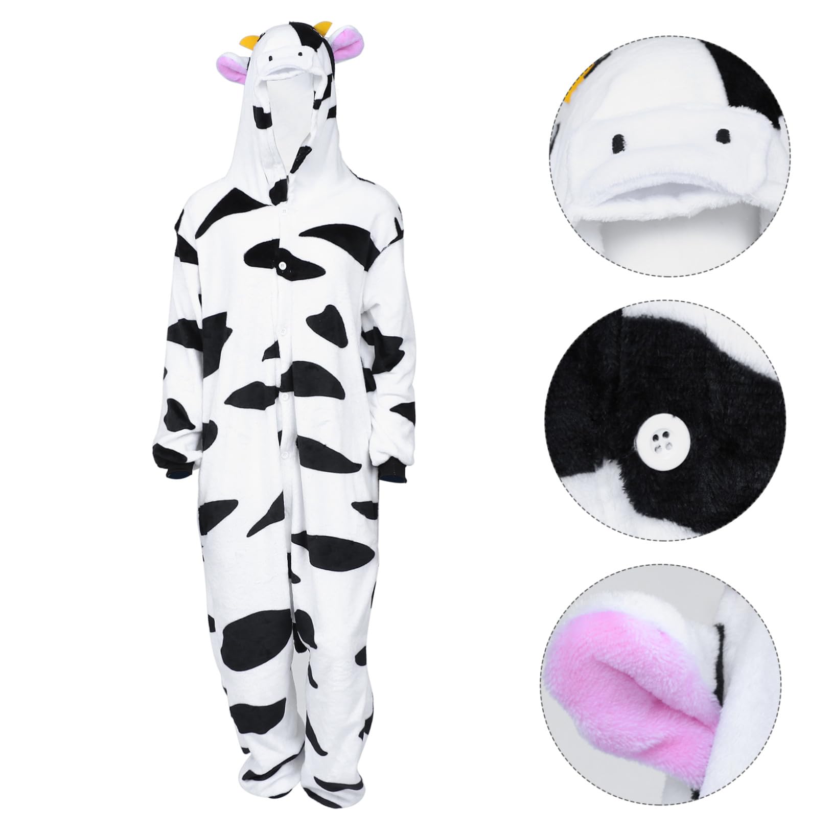 BESPORTBLE Pigiama Donna Invernale Flanella Motivo Mucca Cartone Animato, Design Unisex Traspirante, Comodo per Homewear e attività, Tessuto Morbido e Caldo