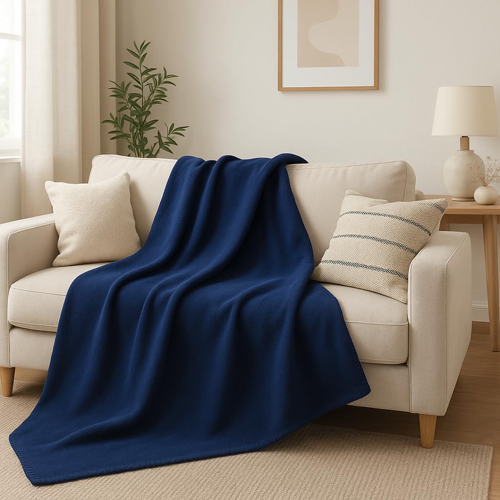 Betz Lot de 4 couvertures Polaires Plaids Taille 130x170 cm Couleur Bleu foncé
