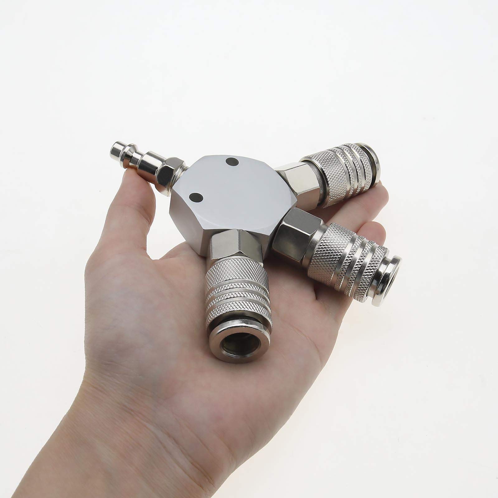 OTOTEC 1/4 Pouce FNPT Connecteur Pneumatique 3 Voies Collecteur de Tuyau d'air Raccord Rapide Coupleur 1 Mâle à 3 Diviseur Femelle