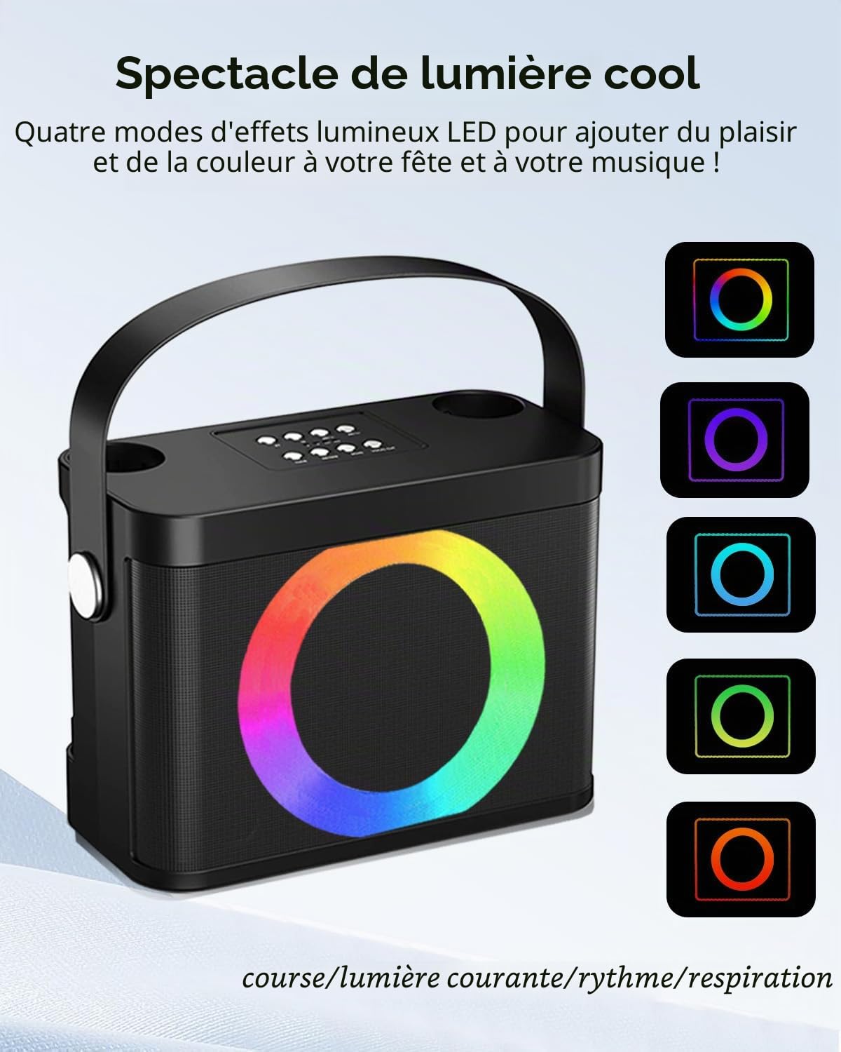 karaoké Adulte Professionnel, Enceinte Karaoke 2 Micro sans Fil, Enceinte karaoké Machine Portable avec Lumières de fête, kit Karaoke Complet Supportant BT/AUX/USB/TF