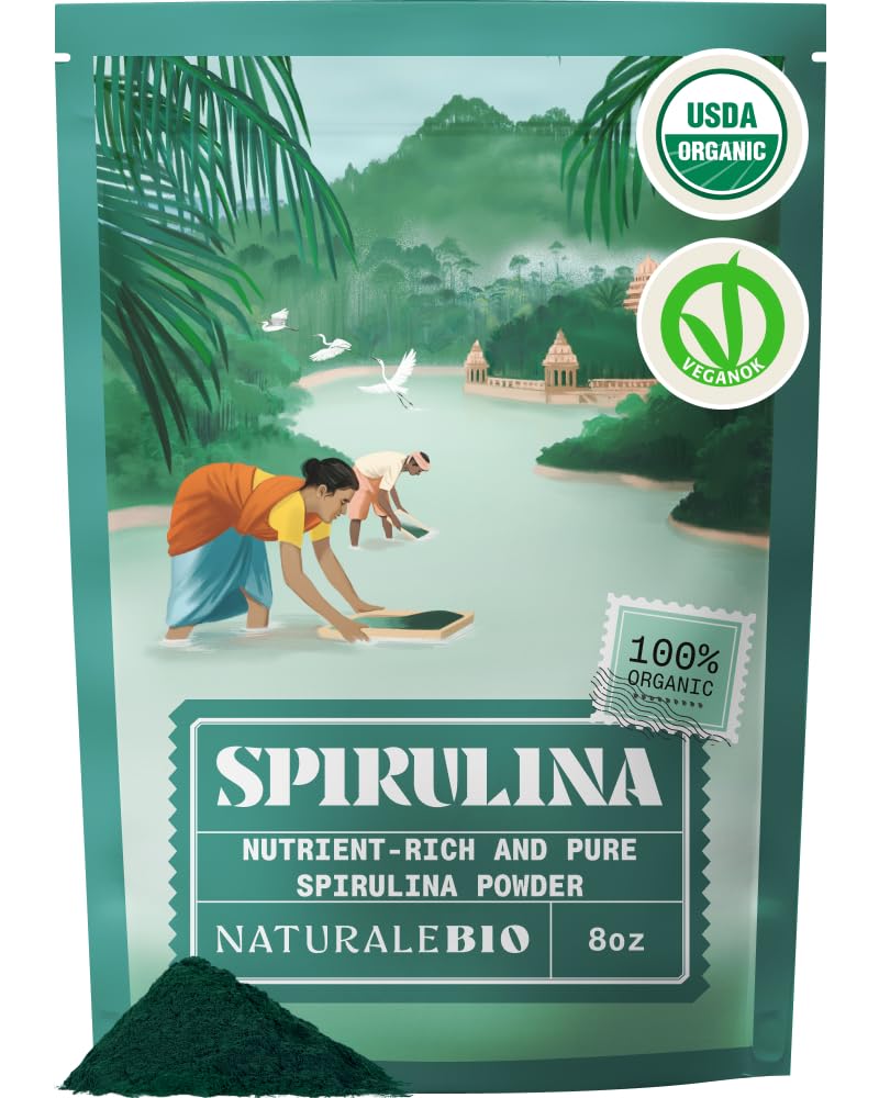 NaturaleBio Suplemento de spirulina em pó orgânica 200 g