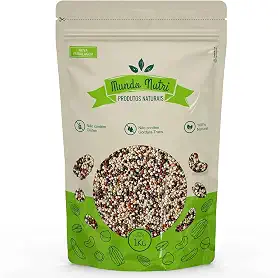 1kg Mix De Quinoa Branca, Preta e Vermelha Grãos Mundo Nutri