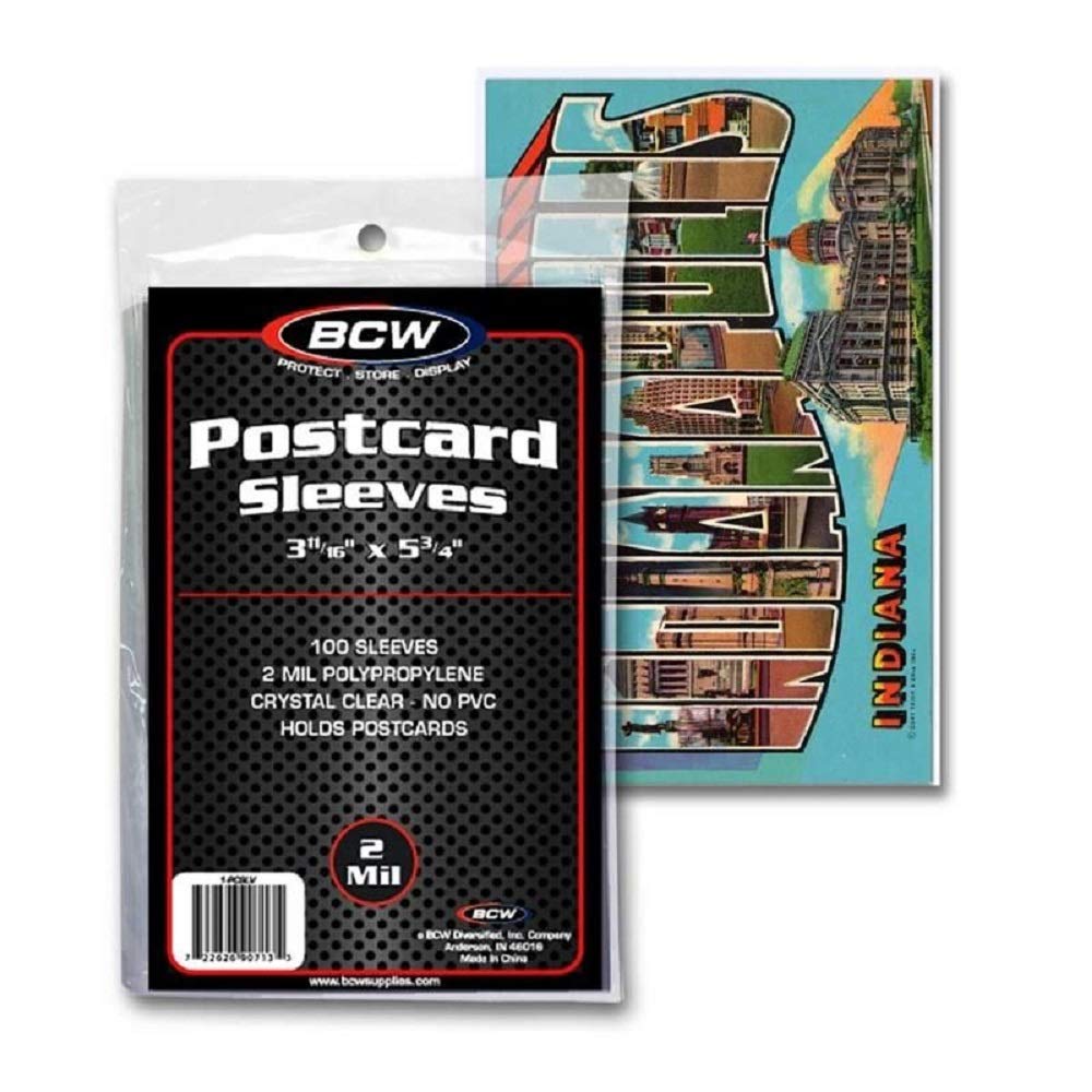 BCW Postcard Sleeves | 100 Clear Sleeves | Acid-Free Polypropylene | Protect Standard Size Postcards, Photos, and Trading Cards