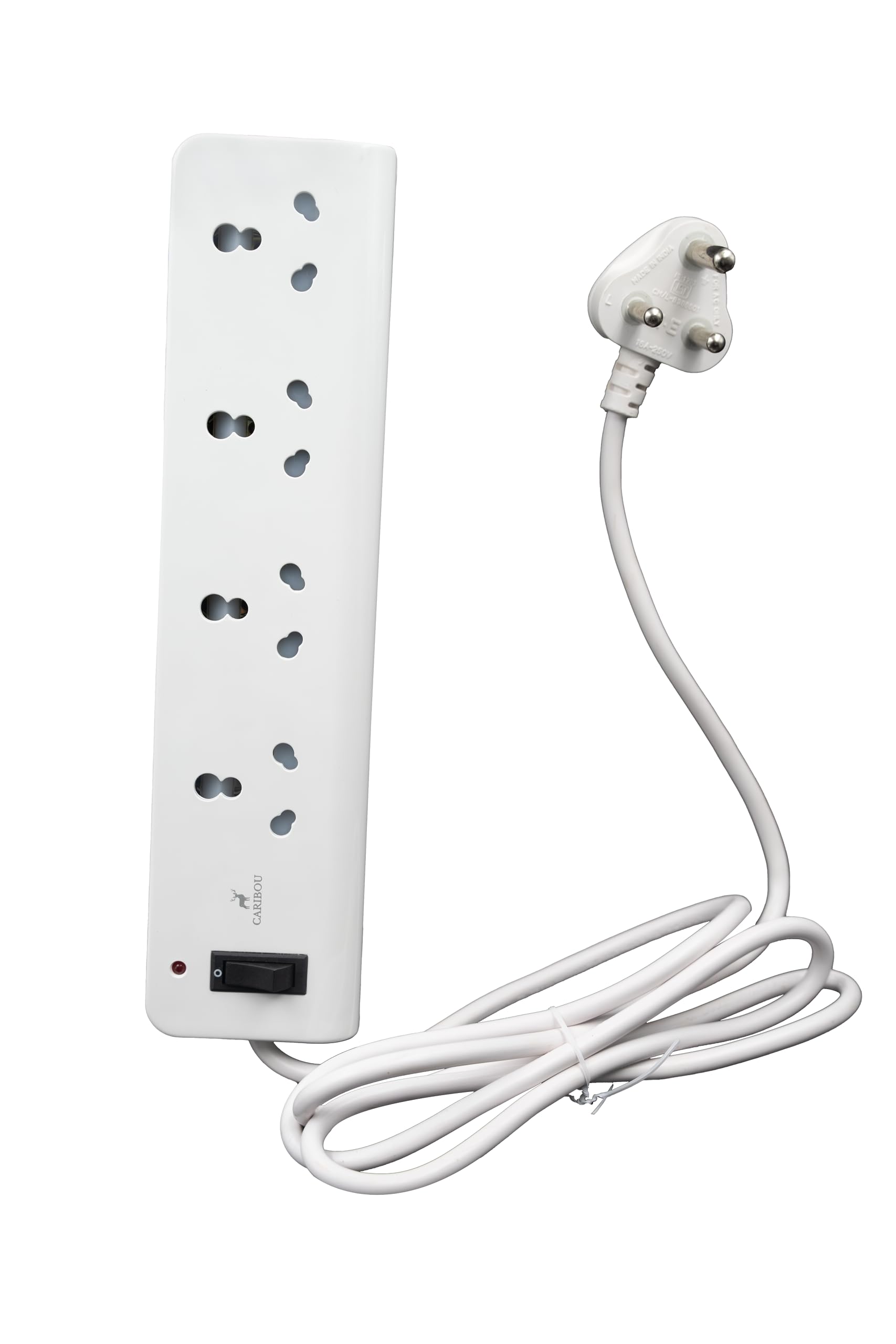 CARIBOU CBU-08 4 Way Heavy Duty Extension |16A sockets| Fire Retardant Body| 2M Heavy Duty ISI Marked Power Cord| Safety Shutters | Led Indicator | White Color| Big 16A Power Plug| 3000W (B0CBRRRWKJ) Amazon Price History, Amazon Price Tracker