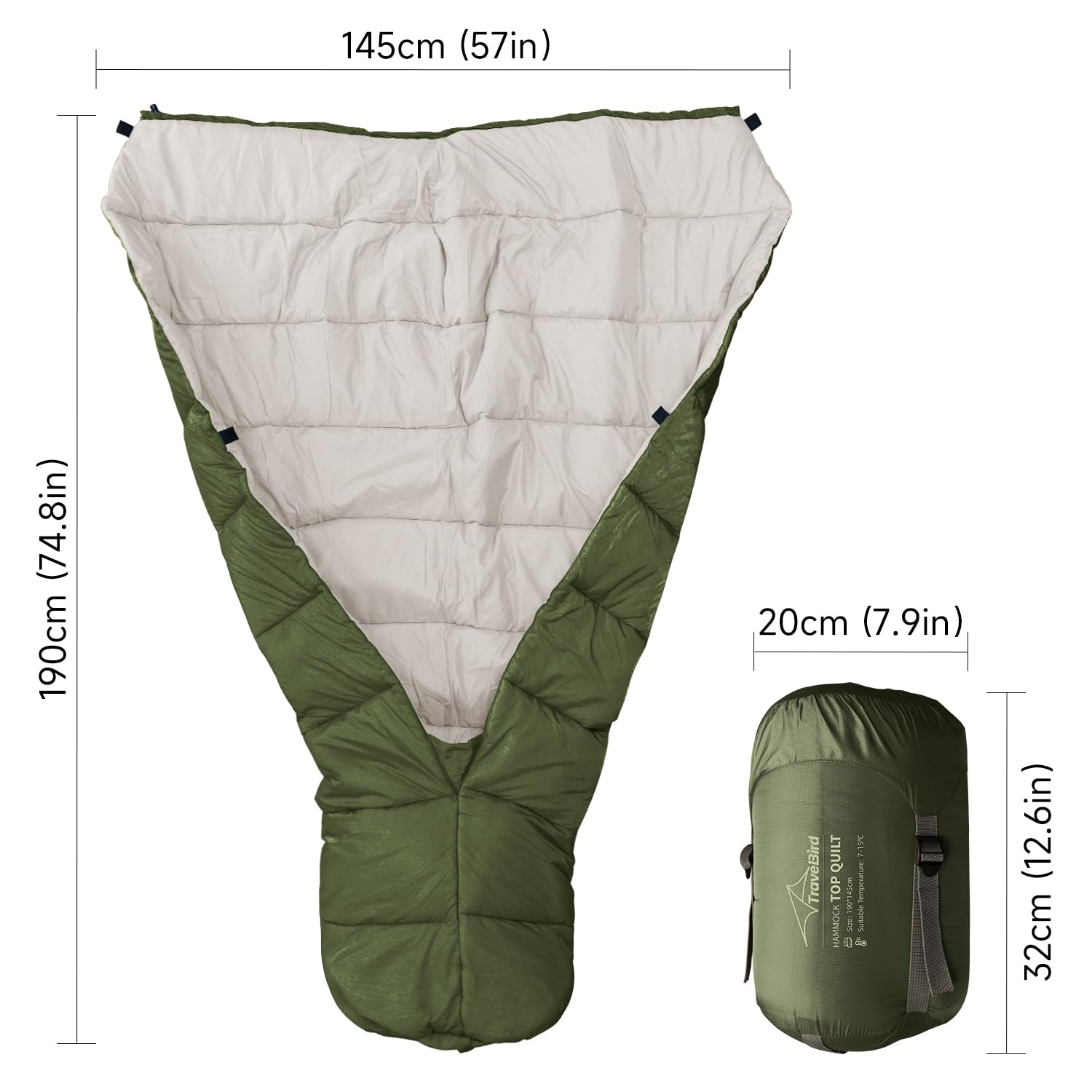 Travel Bird Top Quilt for Hammocks, Ultralight Sleeping Bag Topquilt, Warm Insulation Sleeping Quilt for Outdoor Hammock Camping : Sports & Outdoors
