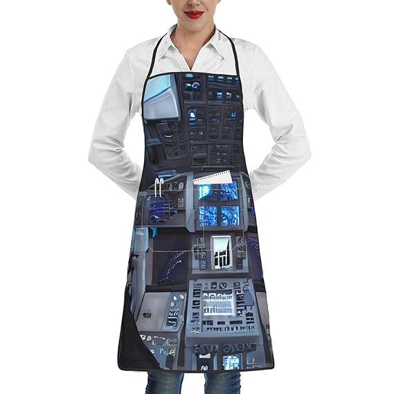 MYGANN Cabin Of The Future Unisex Waterproof Stain Resistant Apron With Pockets For Kitchen Restaurant Hotel Barbecue, White, One Size