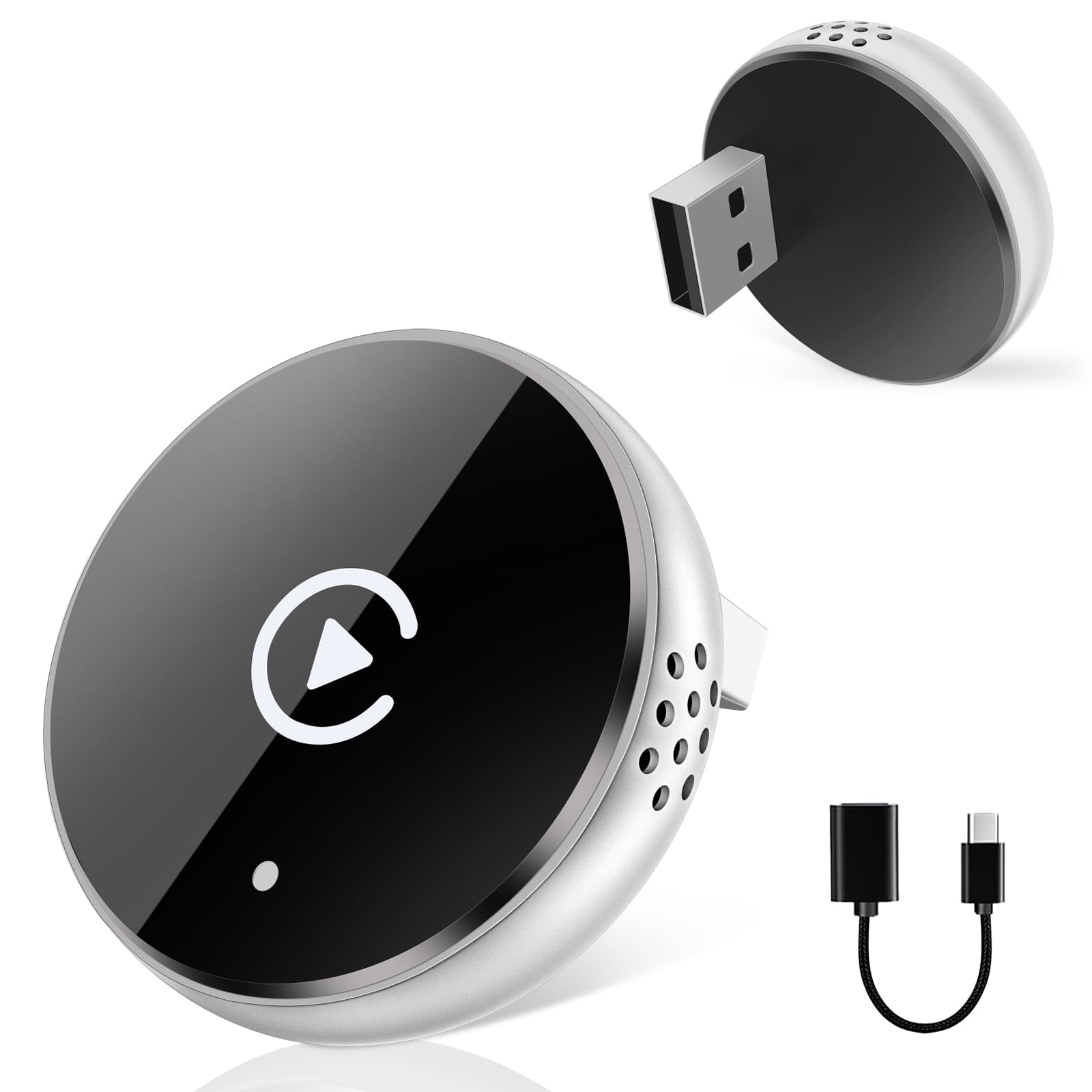 Adaptateur sans fil CarPlay 2 en 1 pour CarPlay & Android Auto, mis à niveau filaire vers Mini Car Play avec rallonge USB de type C, compatible avec Apple iPhone iOS 10+ et véhicules avec Wired