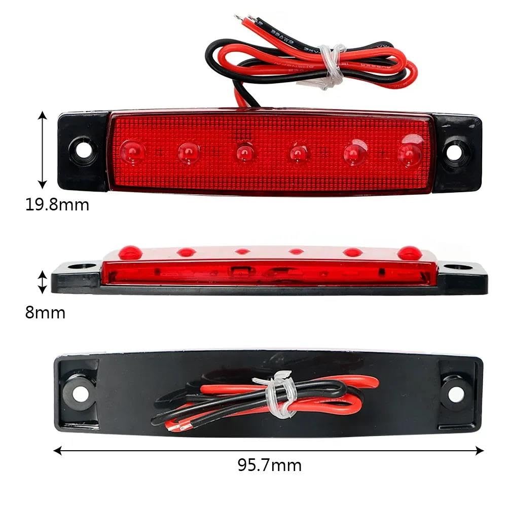 Para Remolque Para Camión Furgoneta Camiones 10 Uds. 12V/24V Marcador Advertencia Lateral Coche Luces Liquidación Indicadores Camioneta(Red)