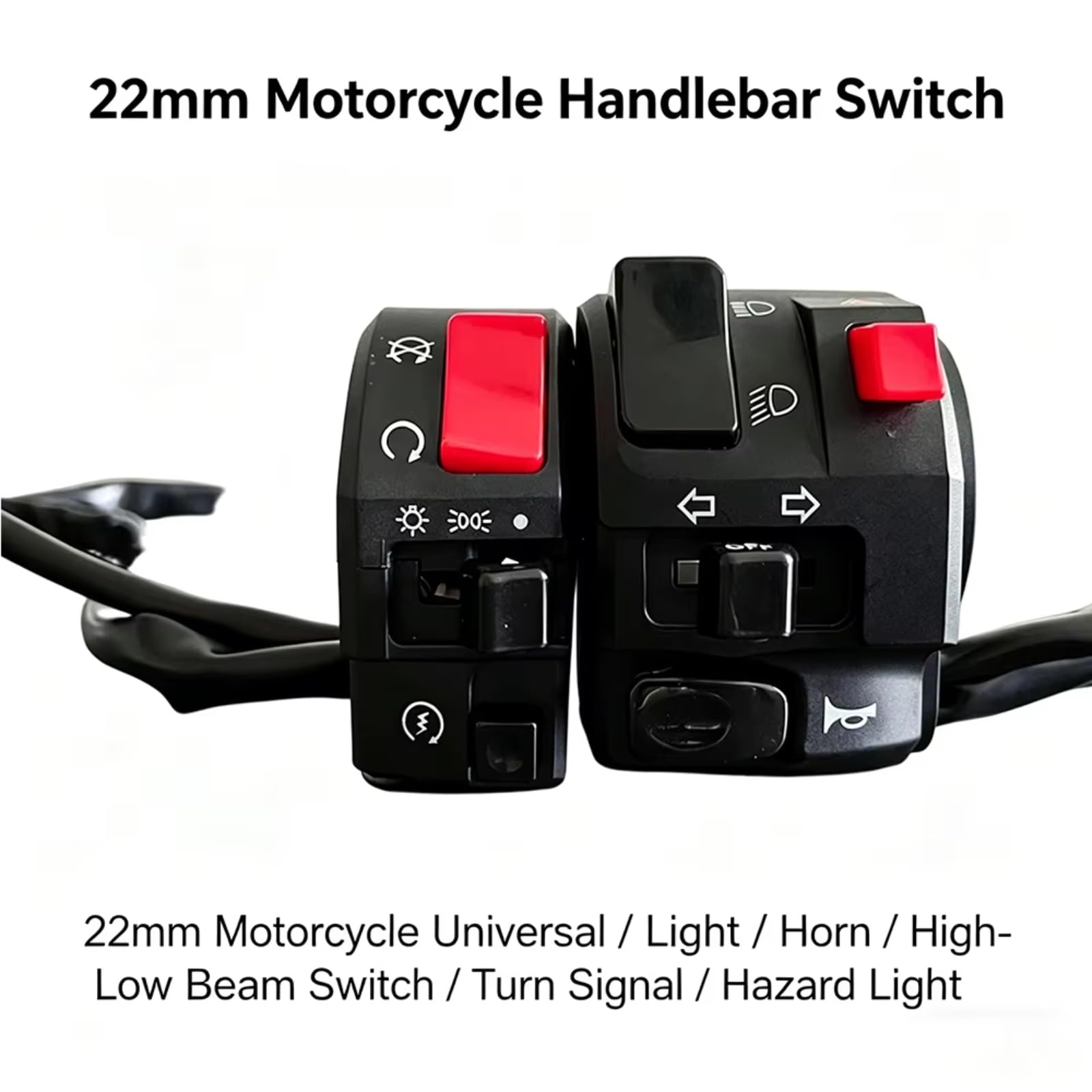 Commutateur Guidon Interrupteur De Moto 22mm, Pour Klaxon Universel, Clignotant, Feu Antibrouillard, Contrôleur De Guidon De Démarrage(1 Pair)
