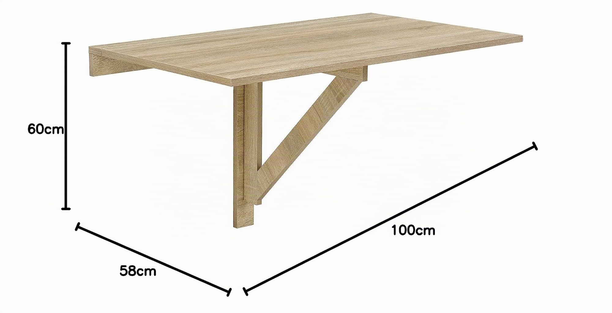 [en.casa] Tavolo da Muro con Piano Ribaltabile 100x60 cm Scrivania Pieghevole in MDF Rovere Sonoma Ideale per Cucina Studio e Ambienti Compatti