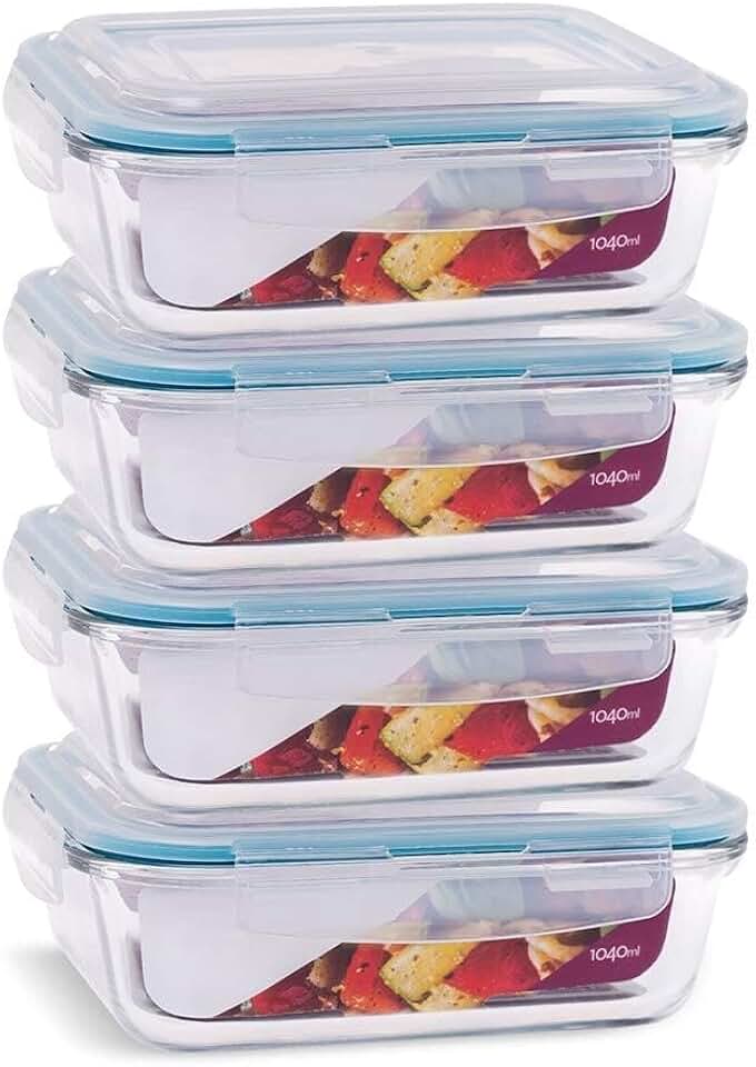 Kit 4 Potes de 1040 com tampa | Potes De Vidro, Potes Herméticos, Marmita De Vidro, Marmita Grande