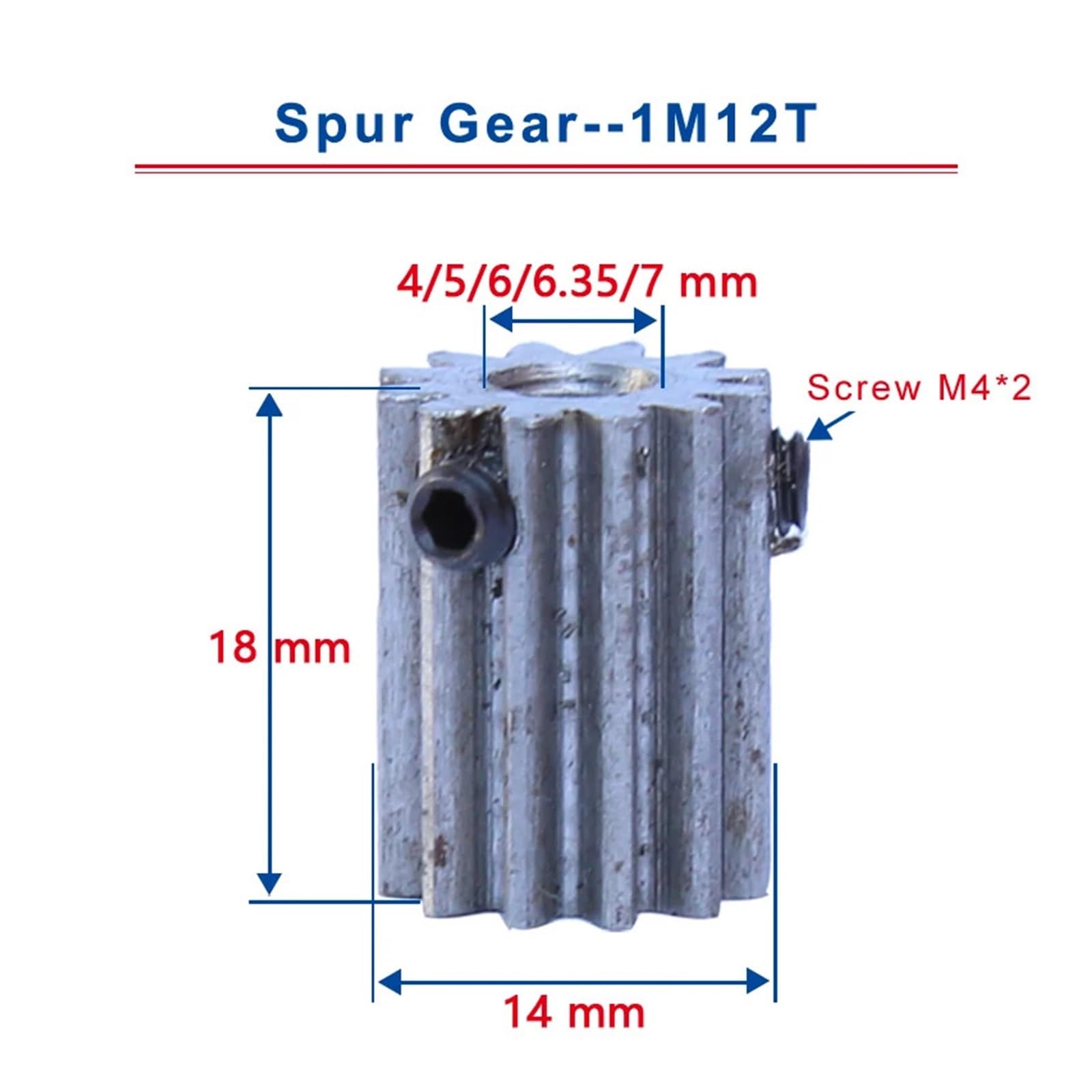 Bevel Gear Pinion Hardware Mechanical 2 Pcs 1M12T Spur Gear Bore Size 4 Mm Mini Motor Gear Low Carbon Steel Material Metal Gear for Motor