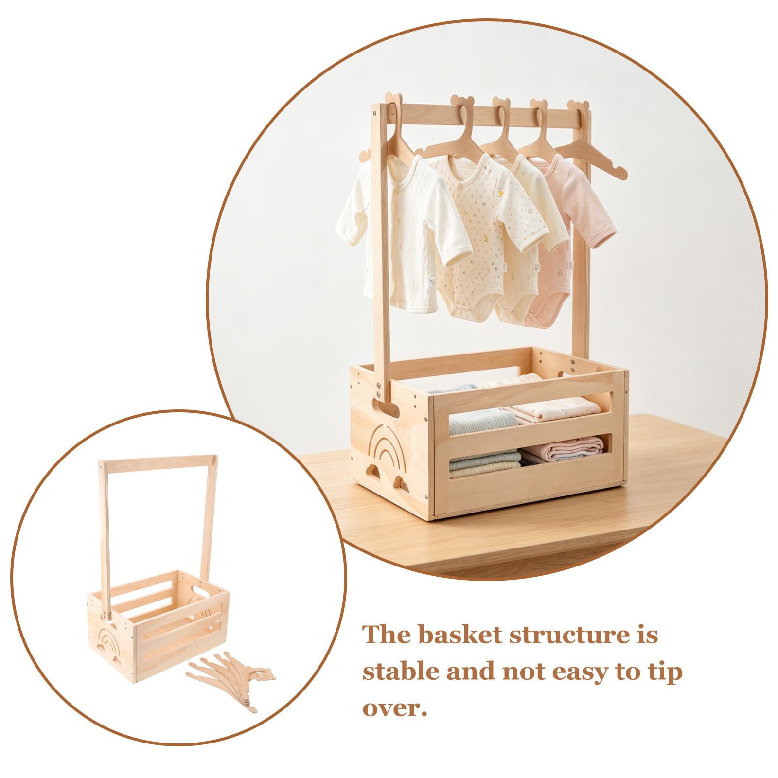 Uonlytech Cesta de Obsequio para Bebés de Madera con Asa y Percha