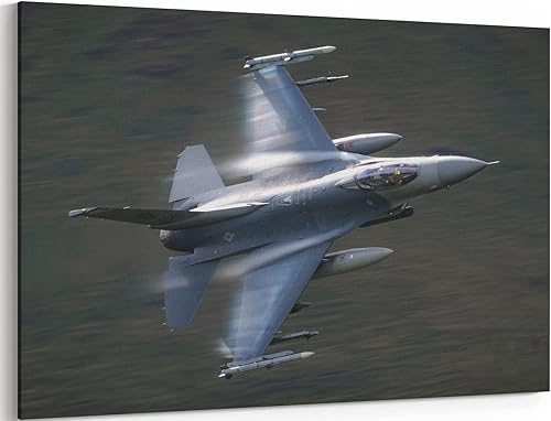 F-16 Fighting Falcon Airplane - Póster de caza F-16, póster de avión de combate F-16, decoración de pared de aviación, arte de pared de la fuerza