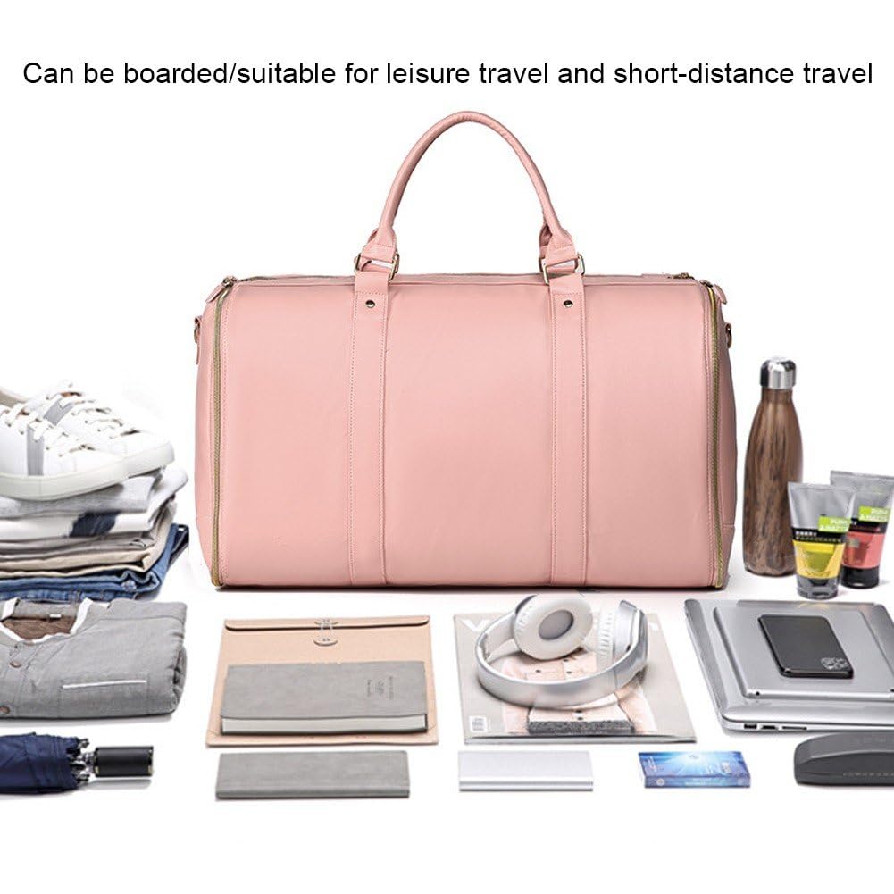 Portatrajes Convertible para Mujer, Portatrajes De Cuero para Viaje 2 En 1, Maleta Colgante, Bolso para Traje para Mujer, Bolsos De Viaje