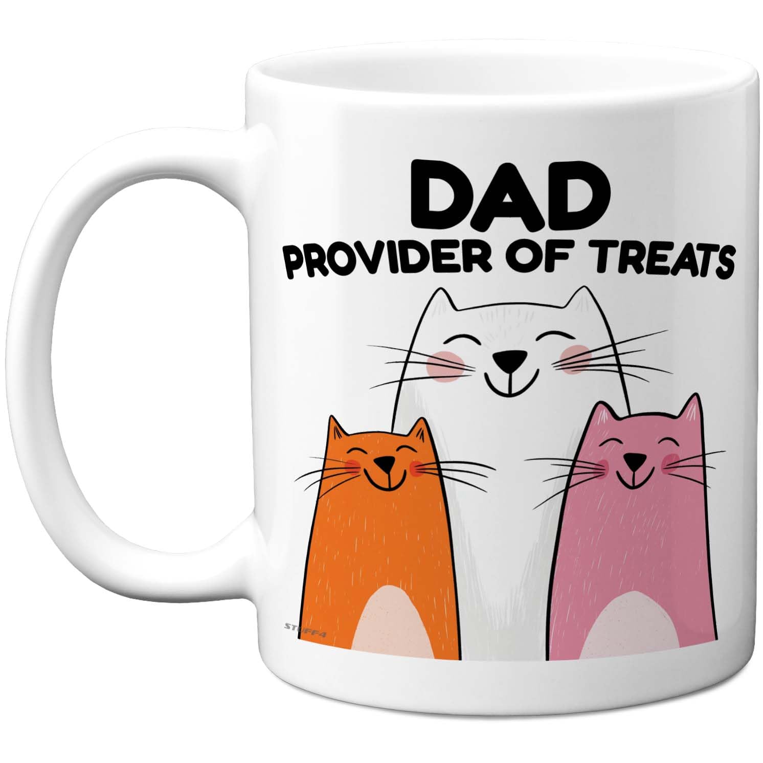 Stuff4 Dad Provider of Treats Mug - Cartoon Cats Family Design - Cheerful Father's Day Novelty - 11oz Ceramic Gloss Mug