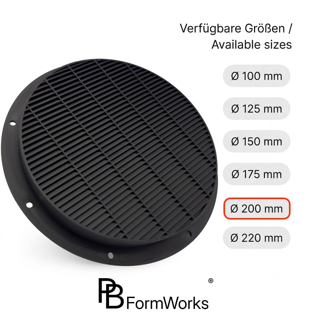 Lichtfalle 200mm Gen 2 lichtdichtes Zuluftgitter für Growbox & Growzelt | Für 200mm Systeme · Schwarz · 100 % lichtdicht & strömungsoptimiert · Growbox, Growzelt, Belüftung, Indoor-Anzucht