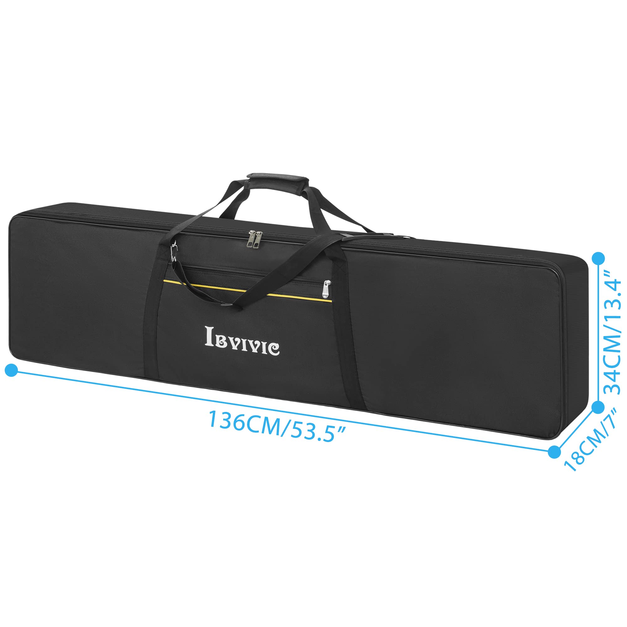 IBVIVIC Housse pour Clavier 88 Touches, 10MM Sacoche de Clavier Piano Electrique, Housse de Protection pour Clavier 88 Touches avec Poignée/Bandoulière de Oxford 600D (Noir)