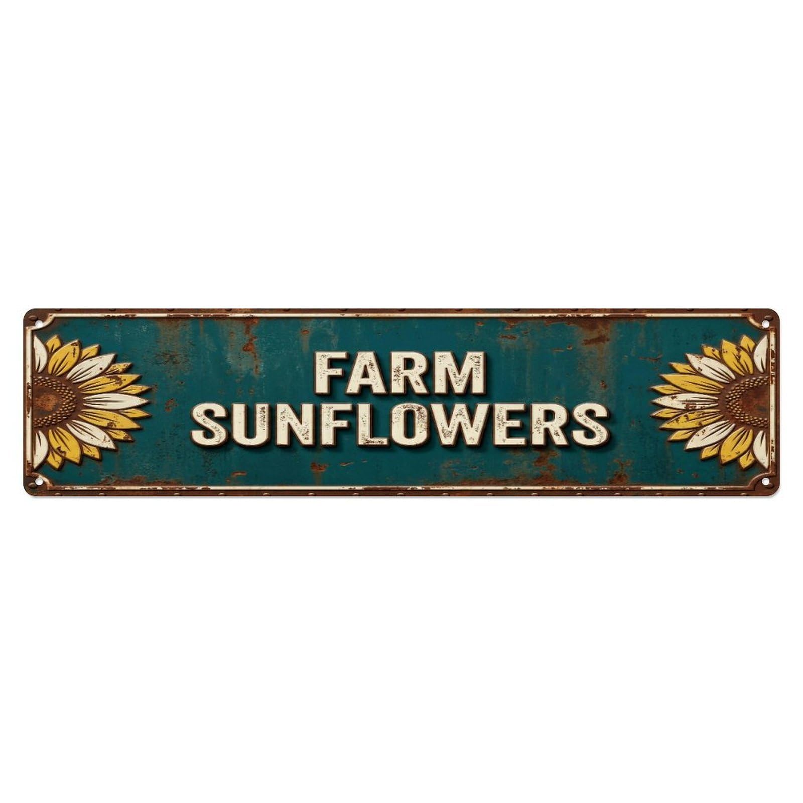 Metal Tin Sign FARM SUNFLOWERS Vintage Flower Rustic Farmhouse