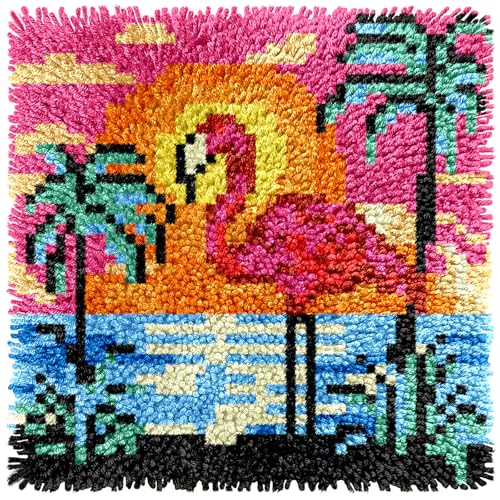 Image of Latch Hook Kits for Adults Beginners, Rug Hooking Kit 30*30cm Small Home Decor Rugs Making Kit with Crochet Tool ＆ Precut Yarns and Coded Canvas Christmax Halloween Craft Gifts for Women Mom
