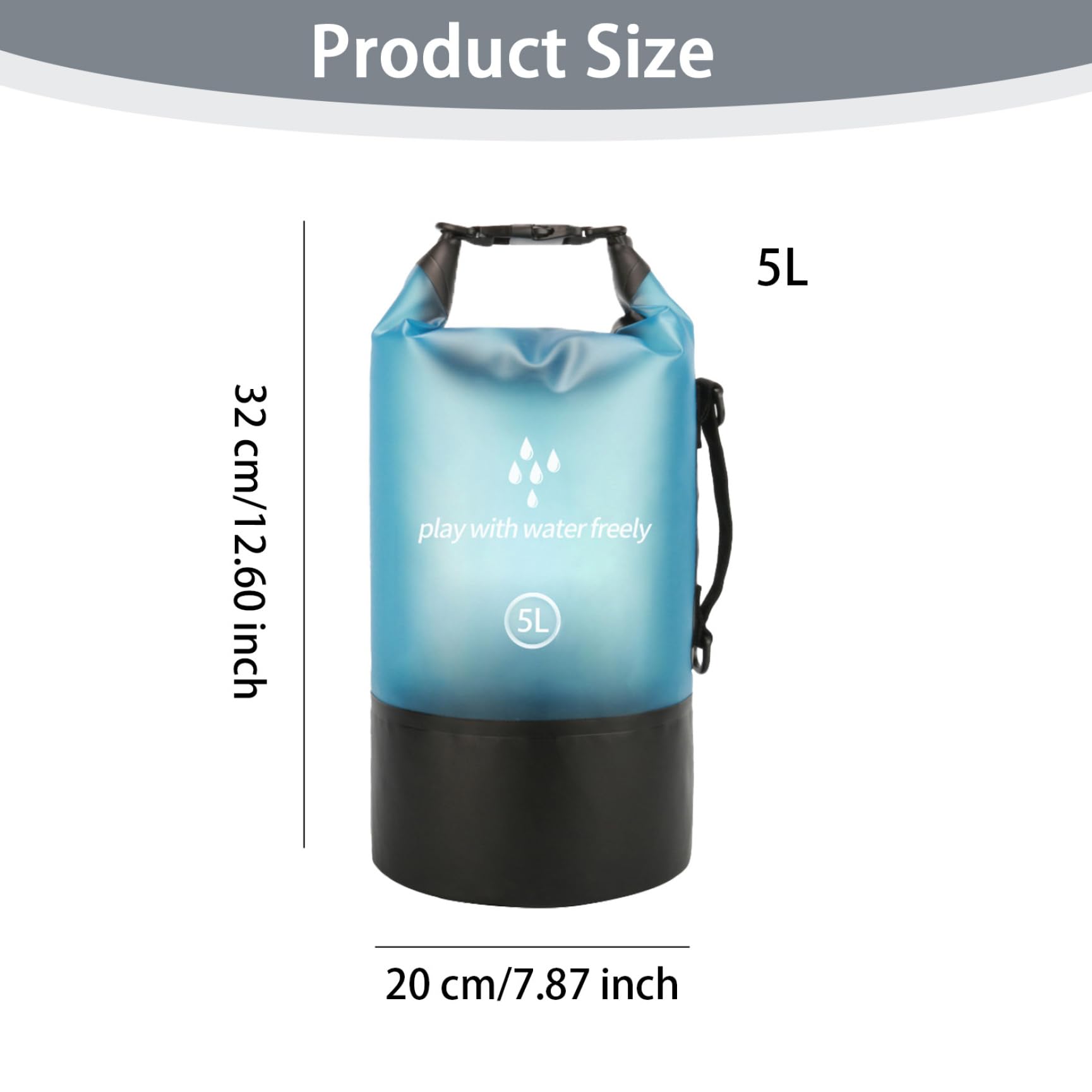 Nyutcwe Dry Bag Waterproof for Women Men, 5L Waterproof Dry Bag Lightweight Storage Floating Sack for Kayaking Boating Outdoors Activities