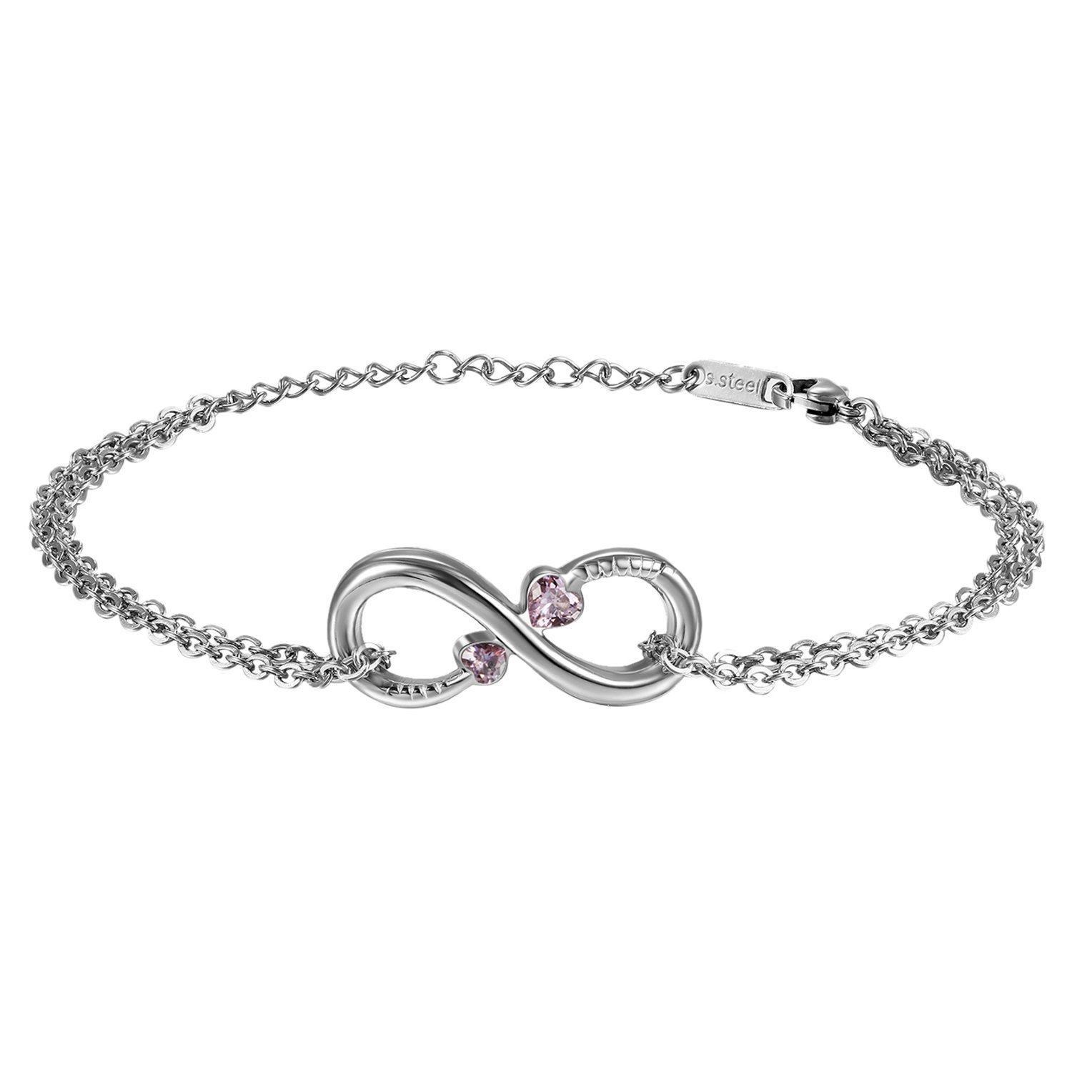 OIDEA Bracciale Donna In Acciaio Inox Forever Love Con Zirconi – Mosaico Lucido, Regalo Per Anniversario E Compleanno – Lunghezza 17cm