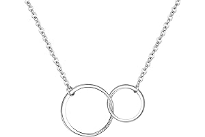 Ever Faith Necklace: Double Circles Sterling Silver Interlocking Friendship Jewelry