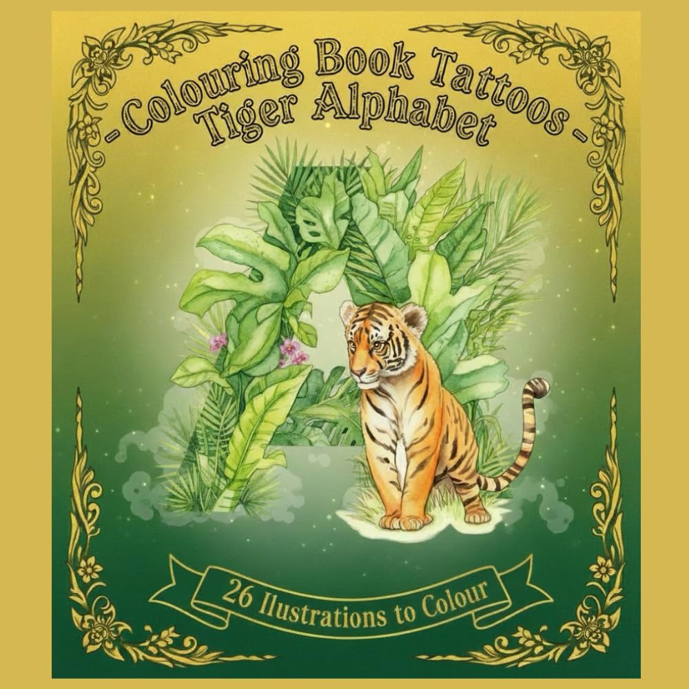 Colouring Book Tattoos - Tiger Alphabet: Prowling Through the Alphabet with Tigers