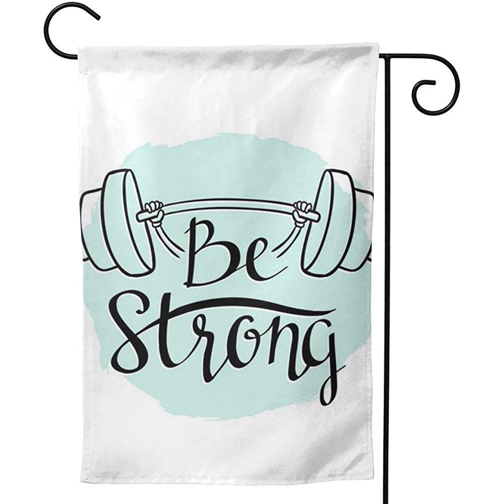 fingww Garden Flag Be Strong Floral Garden Flag Beach Yard Double Sided Outdoor Decor 32X48Cm