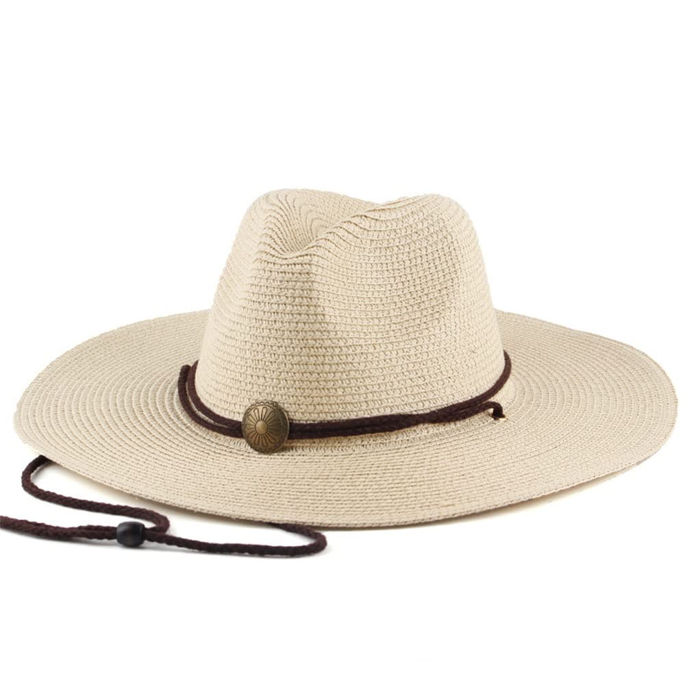ONDIAN Sombrero de vaquero de paja casual de ala grande, sombrero de paja transpirable para hombres y mujeres