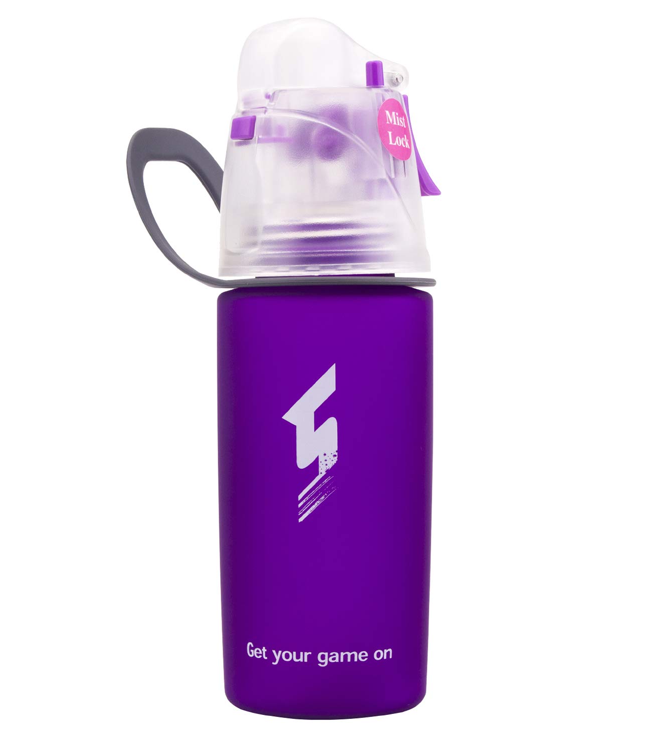Sports Water Bottle Drink Spray, BPA Free Quick Flow Water Bottle Opens With One Click Leakproof Cup for Cycling Fitness Camping Hiking Outdoor (Purple M)