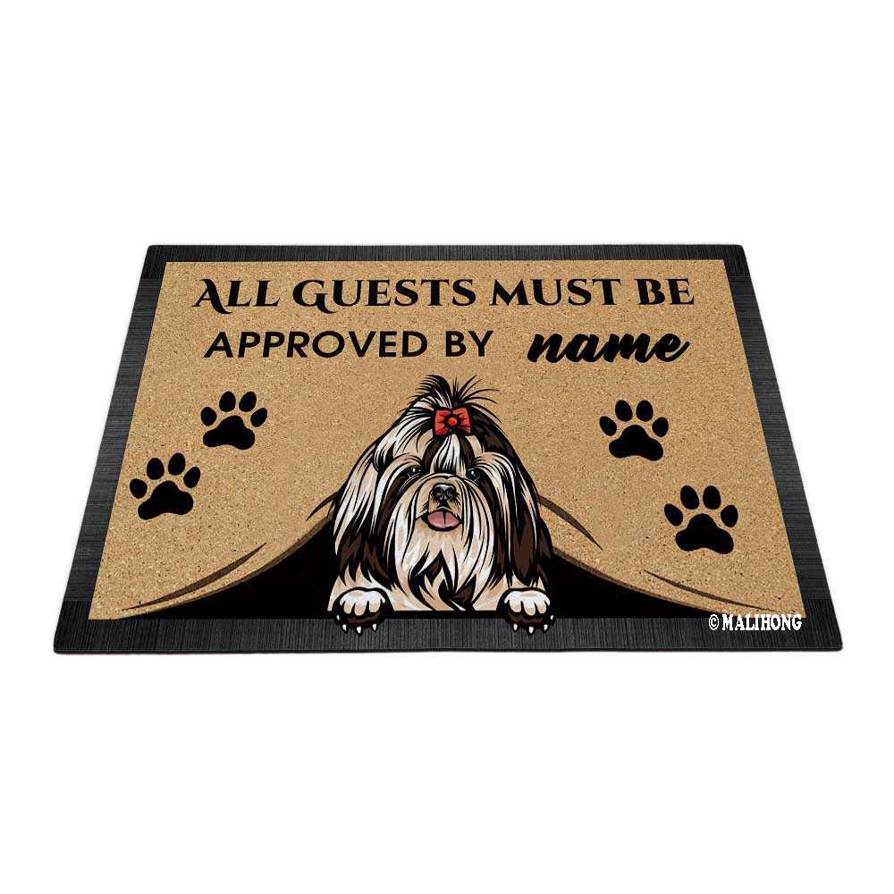 BAGEYOU Personalized Dog's Name Peeking Dog Shih Tzu Doormat All Guest Must Be Approved Rugs for Home Decor 27.5 x 17.7 Inch