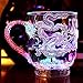 VEADK Becher LED-Blitz Magie Farbwechsel Drachenbecher Wasseraktiviertes Licht Bier Kaffee Milch Tee Wein Whisky Bar Becher Reise Kreatives Geschenk, Transparent