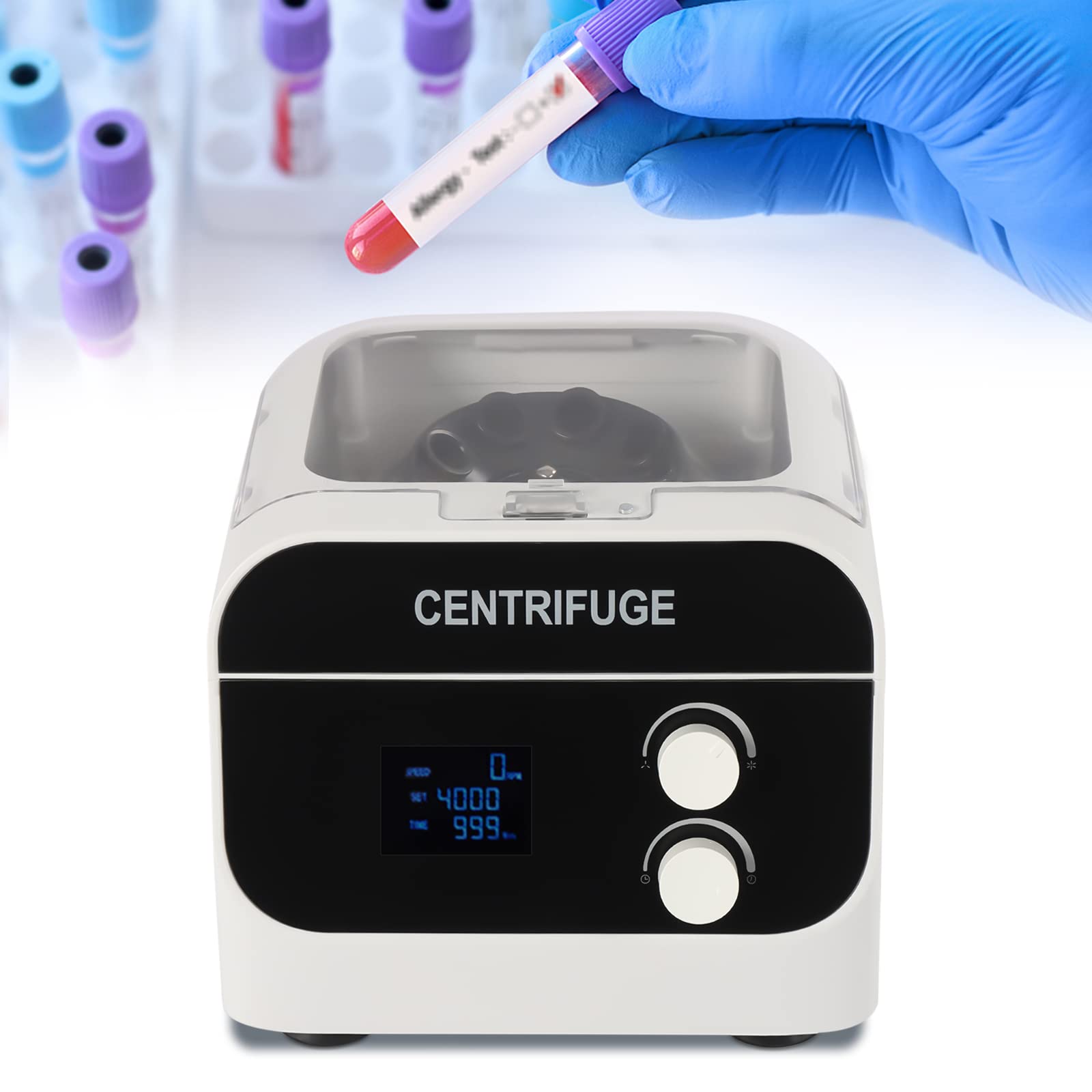 ACLICE Laborzentrifuge 8 X 20ml, 4000 U/Min Mit LCD Display & Timer 0-999min, Tischzentrifuge Für 5/7/10ml Röhrchen, Leise ≤35dB, Für PRP Blut Lipofilling, Weiß
