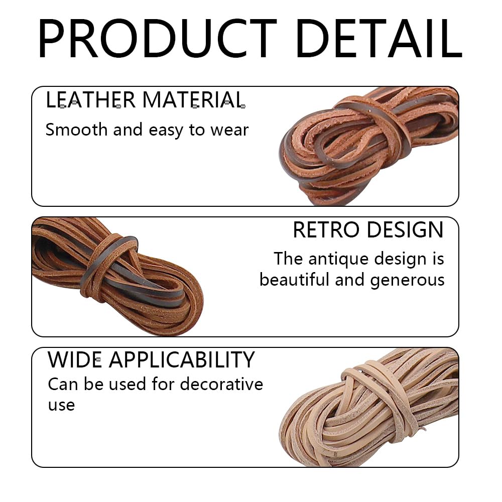 4 Cordini In Pelle Scamosciata - 2m X 3mm, Per Braccialetti Fai Da Te