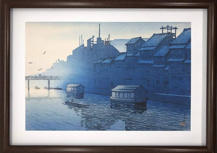 Amazon.co.jp: 川瀬巴水 木版画 旅みやげ第二集より 大阪 道頓堀