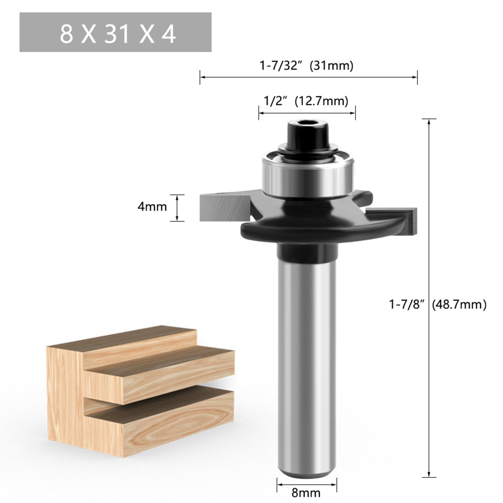 Fresa per fresa superiore, fresa a disco per fresa superiore, 8 mm, codolo 2 mm, 3 mm, 4 mm, 5 mm, con cuscinetti a sfera, utensili per la lavorazione del legno, fresa a a filo per il taglio del legno