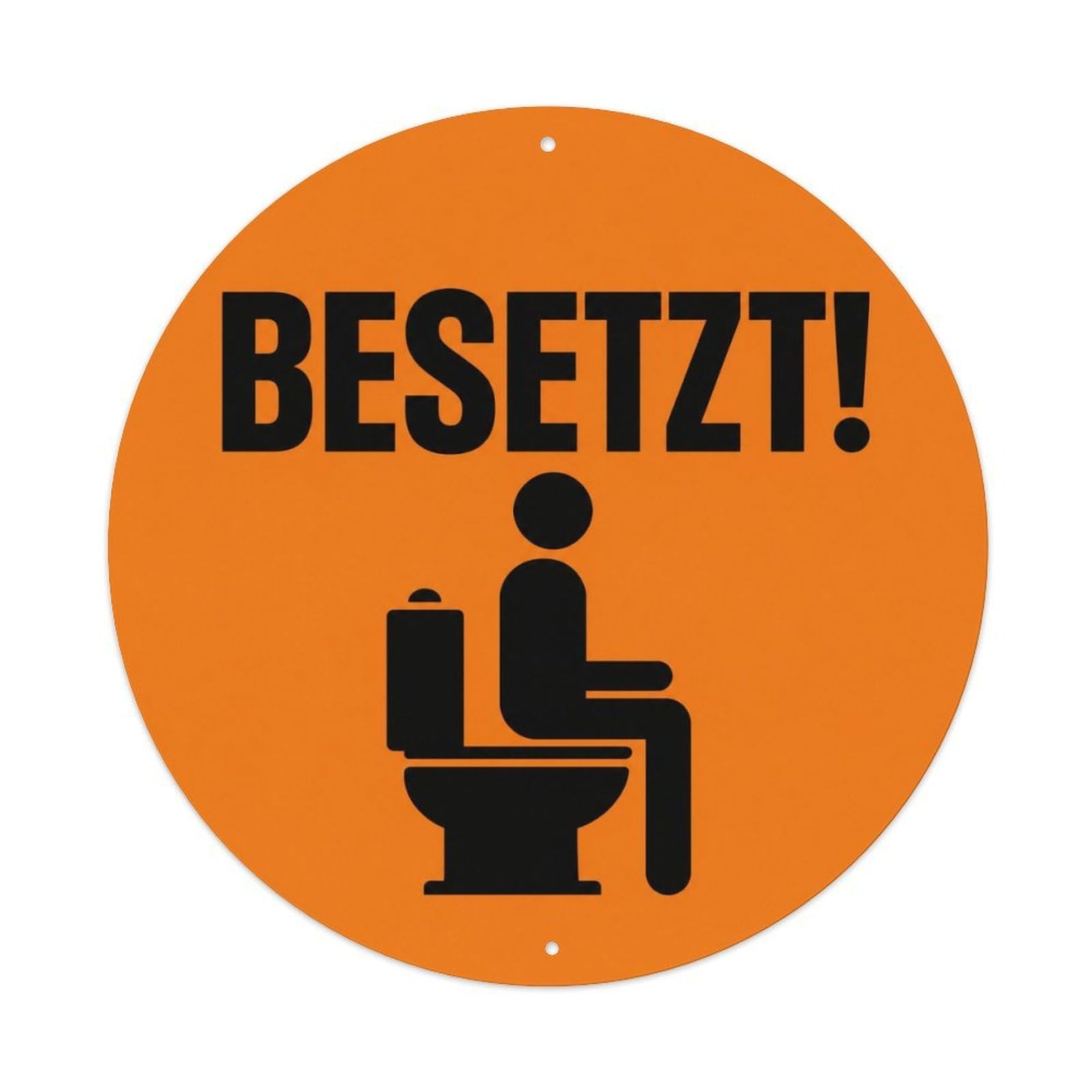German Occupied Bathroom Humor Orange Restroom Icon Metal Tin Sign