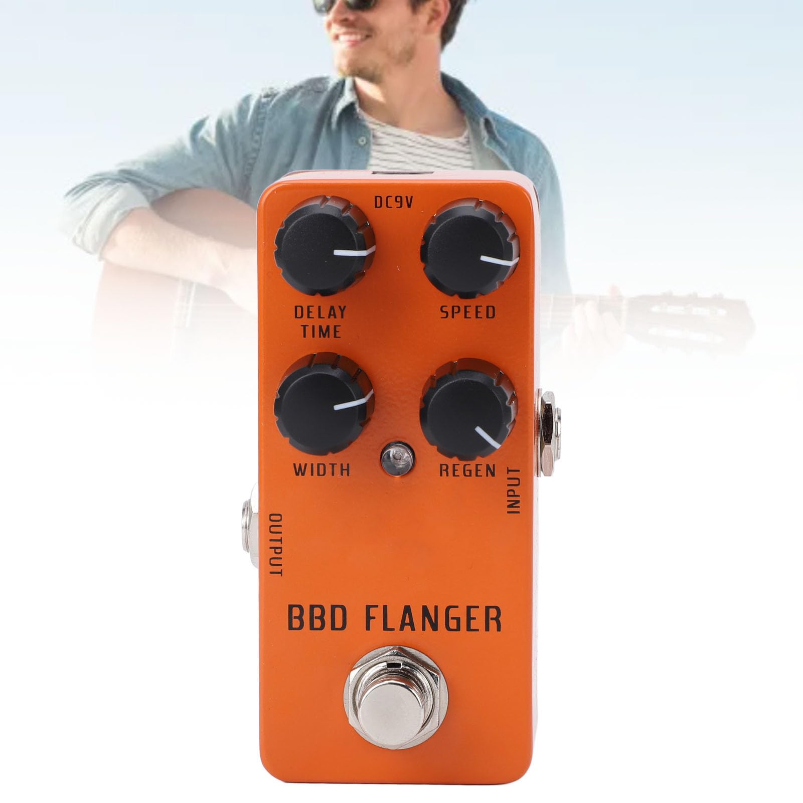 Pedale per Chitarra Flanger, Mini Pedale per Effetti per Chitarra a Pedale Flanger Analogico Portatile con True Bypass DC9V per Basso Elettrico