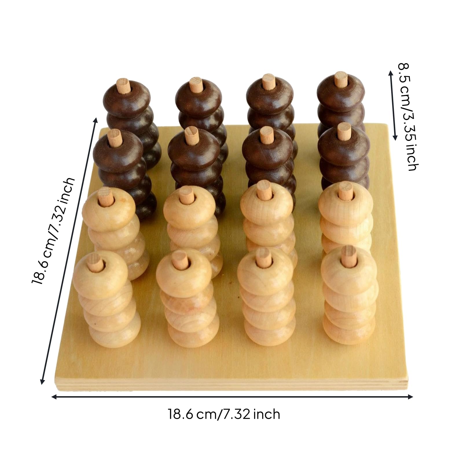 kowaku Gioco di Allineamento Tridimensionale in Legno di Logica Gioco con Pioli e Pezzi a Forma Anello senza Schermo per Bambini in Età Prescolare
